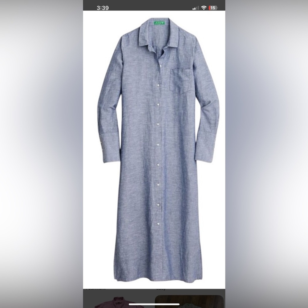 J. Crew Light Blue Button Down Casual Dress